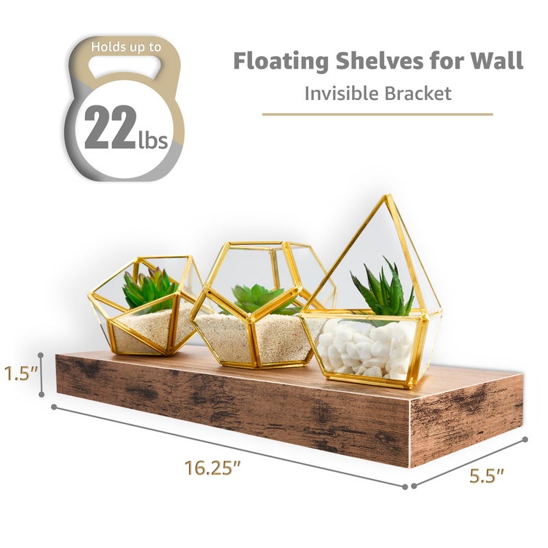 Sorbus Floating Shelves for Kitchen, Bedroom, Bathroom Storage - Wall Mounted, Over Toilet, Hanging Book Shelf for Living Room (Mahogany, 3 Pack) - Image 2